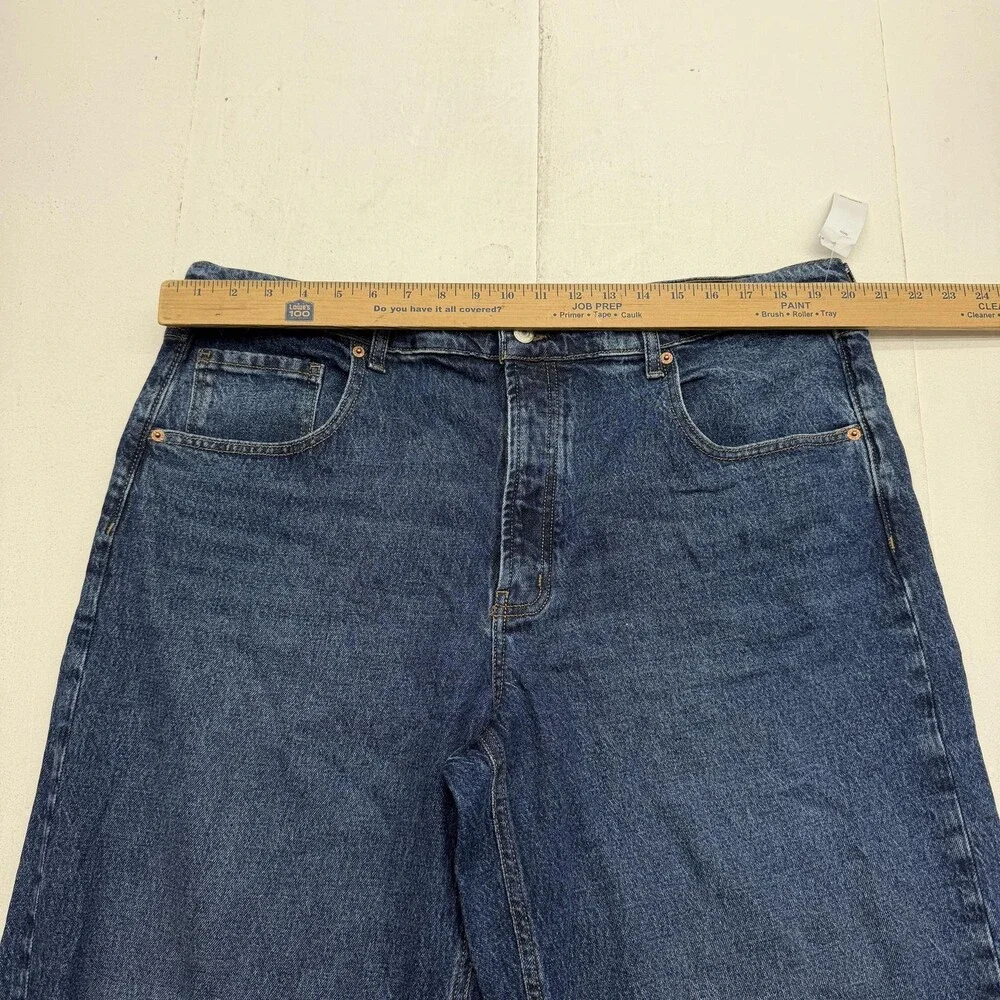 Old Navy The Slouchy Wide Leg Jeans Womens 16 Blue Medium Wash High Rise Denim
